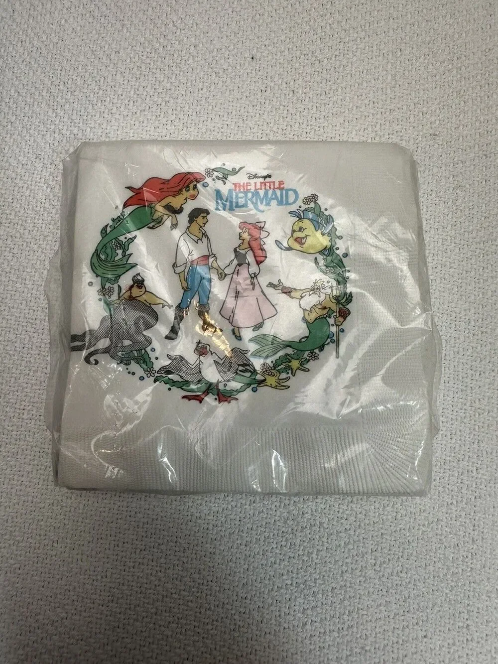 Vintage Disney The Little Mermaid snack Napkin Package Sealed Ariel